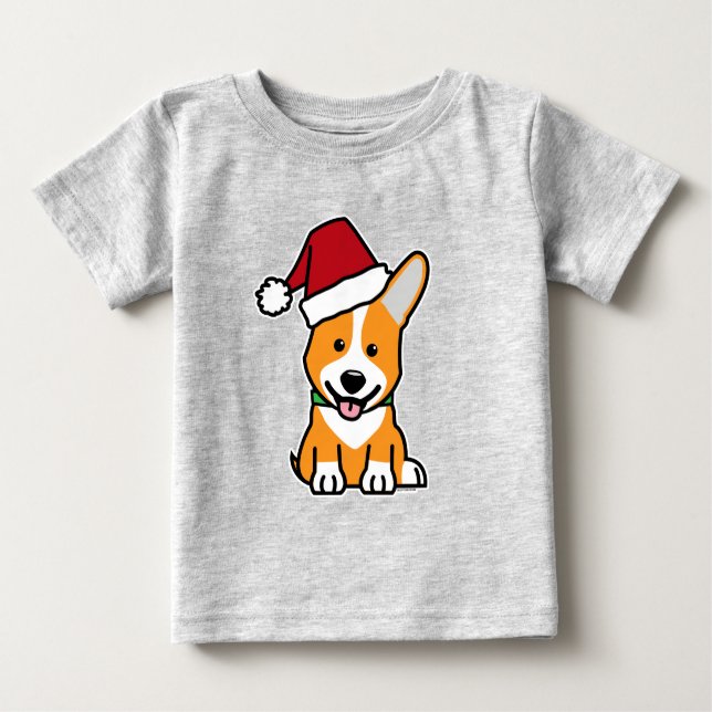 Corgi dog puppy Pembroke Welsh Christmas Santa T Shirt (Framsida)