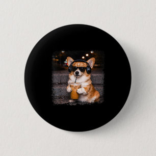 Corgi dricker iskaffe älskare humor rolig meme knapp