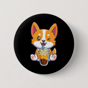 Corgi Drinking Boba Bubble Tea Drink Hund Anime Ka Knapp