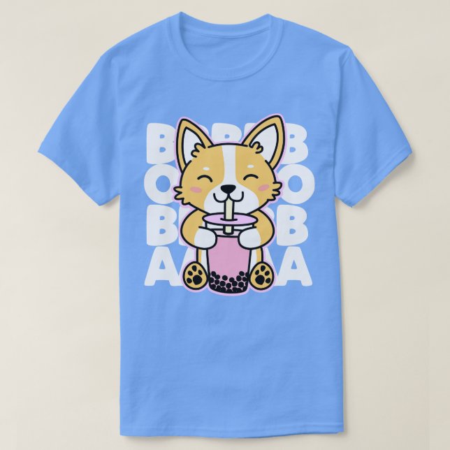 Corgi Drinking Boba T Shirt (Design framsida)
