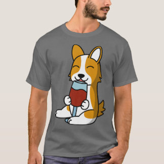 Corgi Drinking Vin Hund284 T Shirt