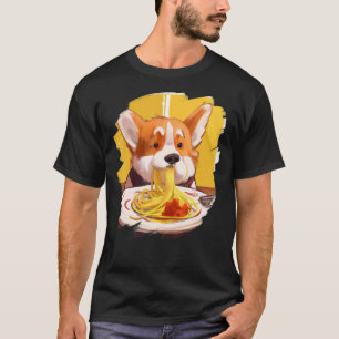 Corgi Eating Spaghetti Pasta Hund Italy Food T Shirt