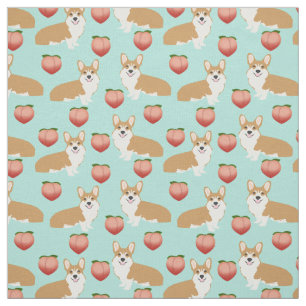 Corgi Emoji Fabric - söta persiko-knölar Tyg