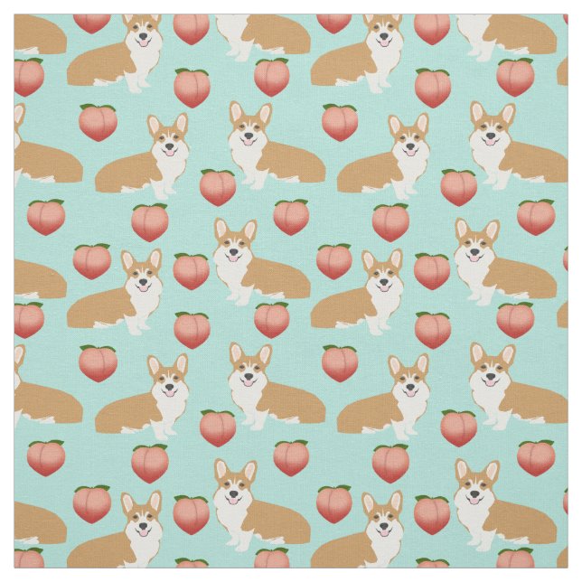 Corgi Emoji Fabric - söta persiko-knölar Tyg (Provkarta)