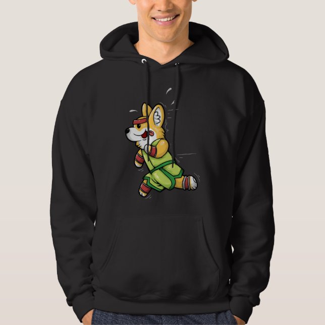 Corgi Exercise Funny Welsh Corgi Running Hoodie (Framsida)