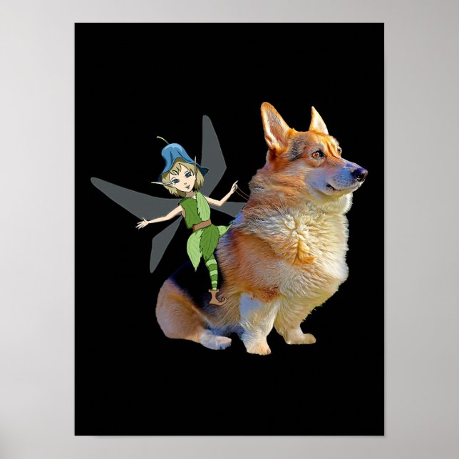 Corgi & Fairy - Funny Pembroke Welsh Corgi Poster (Framsidan)