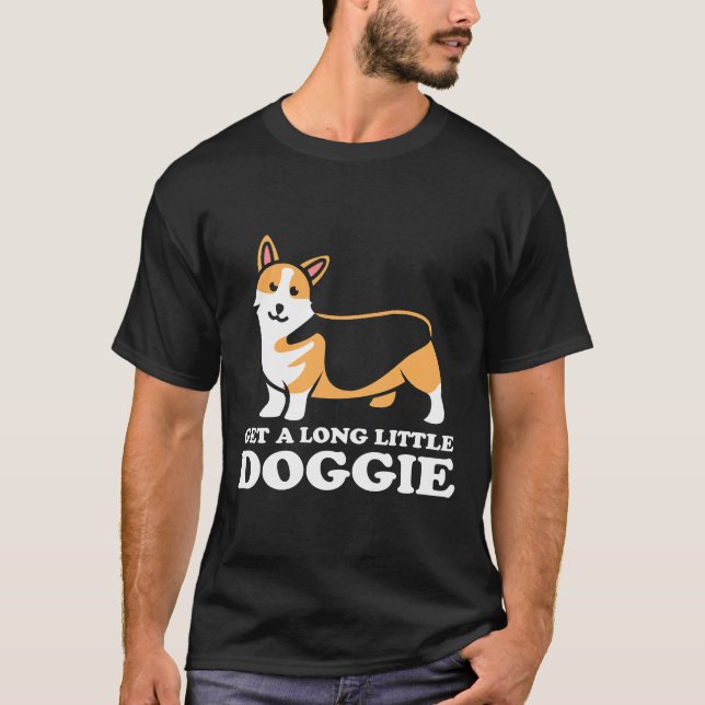 Corgi får en lång liten doggie t shirt (Framsida)