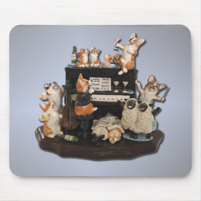 Corgi & får Mousepad "för Yappy timme" Musmatta (Framsidan)