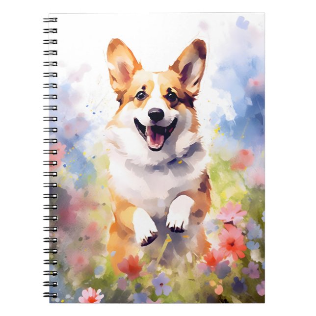 Corgi-färgade vattenfärgbilder anteckningsbok (Framsidan)