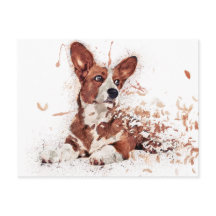 Corgi & Feather Art-vykort