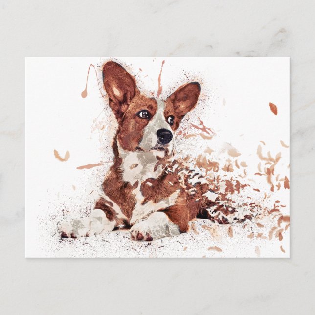 Corgi & Feather Art-vykort Vykort (Framsida)