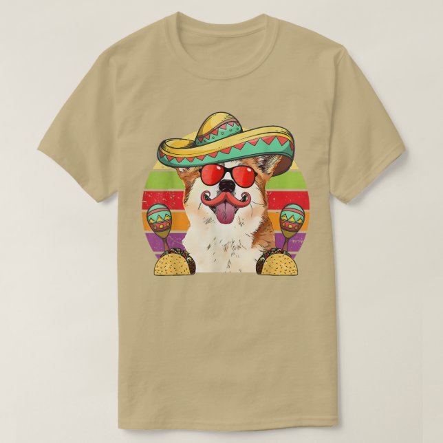 Corgi Fiesta Hund Tacos Cinco de Mayo T-Shirt (Design framsida)