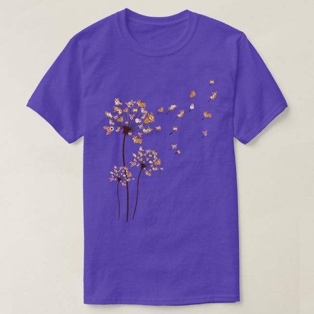 Corgi Flower Fly Dandelion Cute Hund älskare  T Shirt (Design framsida)
