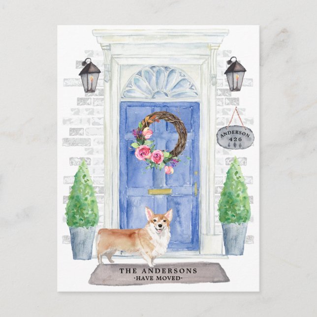 Corgi Flytta Announement Postcard Vykort (Framsida)
