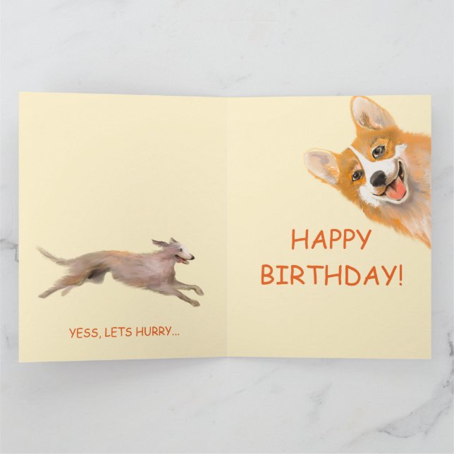 Corgi födelsedagskort kort (Inuti)