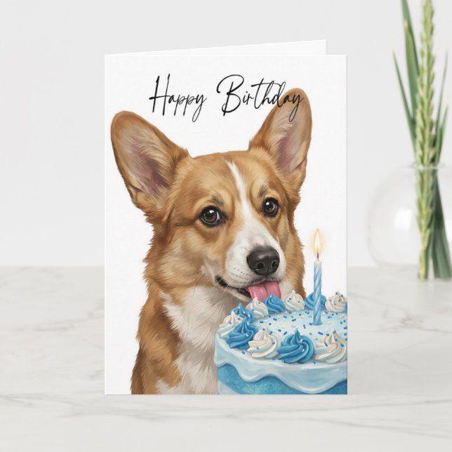 Corgi Födelsedagstårta Inspektör Kort (Framsida)