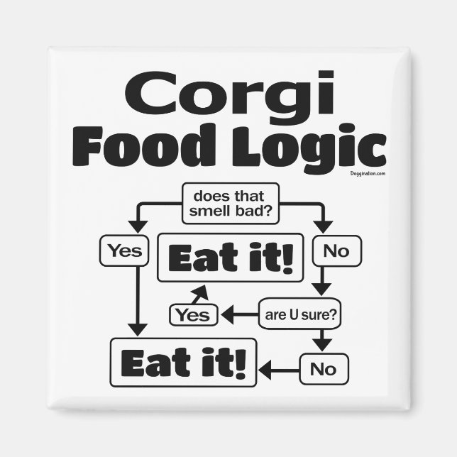Corgi Food Logic Magnet (Framsidan)
