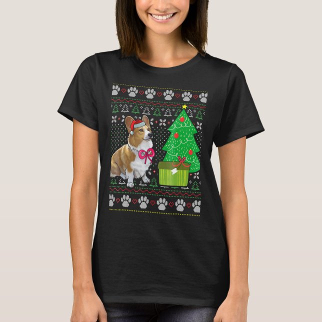 Corgi Ful jul hund T Shirt (Framsida)
