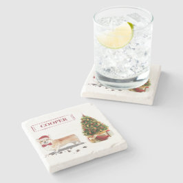 Corgi Funny jul Hund med Träd Stenunderlägg