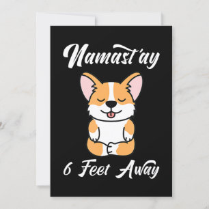 Corgi Funny Namaste 6 Feet Away Corgi Yoga Inbjudningar