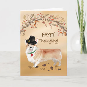 Corgi Funny Pilgrim Hat Thanksgiving Kort