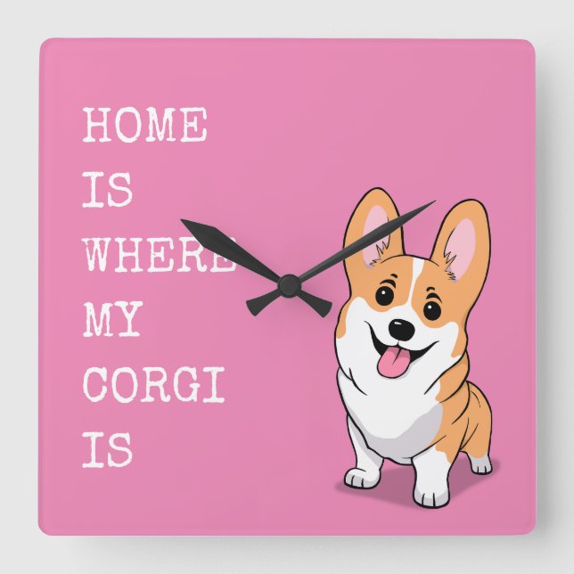 Corgi Fyrkantig Klocka (Framsida)