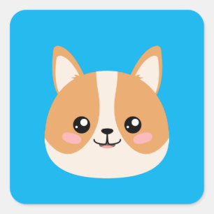 Corgi Fyrkantigt Klistermärke