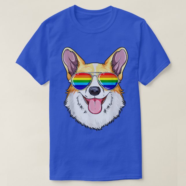 Corgi Gay Pride Flag LGBT Rainbow Sunglasses Corgi T Shirt (Design framsida)