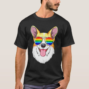 Corgi Gay pride Flagga Lgbt Rainbow Sunglasses Hun T Shirt