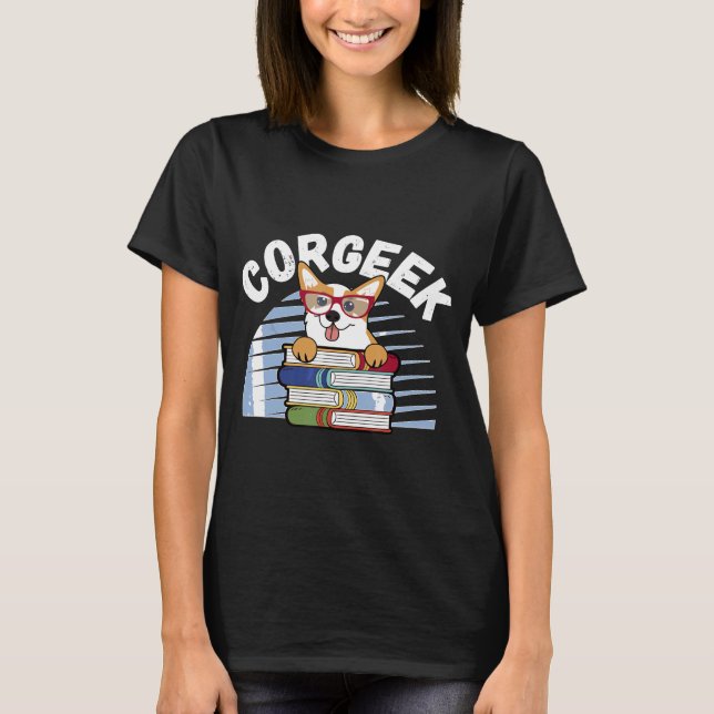 Corgi Geek Corgeek Bok T Shirt (Framsida)