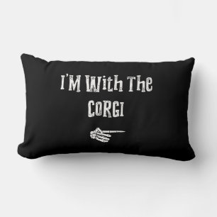 Corgi Gift Jag är med Corgi Hund Halloween Costu Lumbarkudde