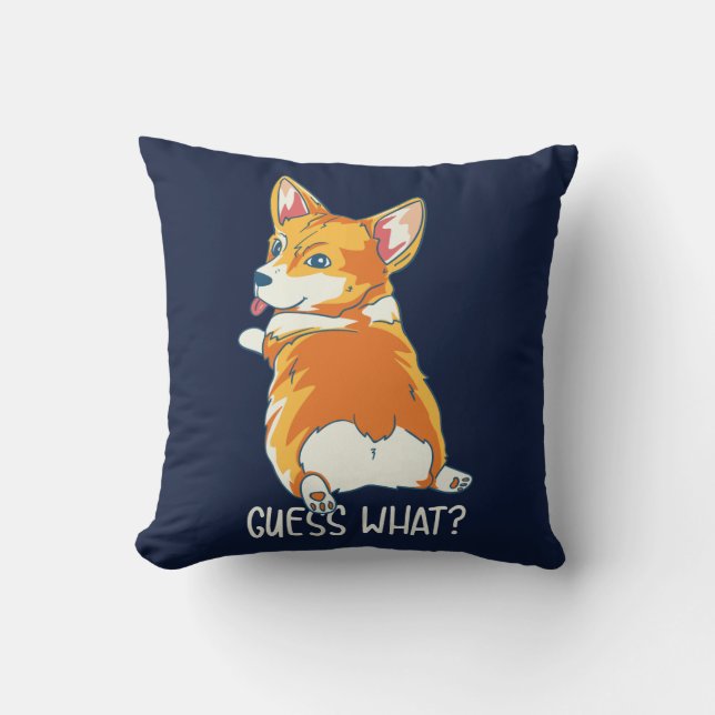 Corgi Gissa vilken Hund Gag Monogram Kudde (Framsida)