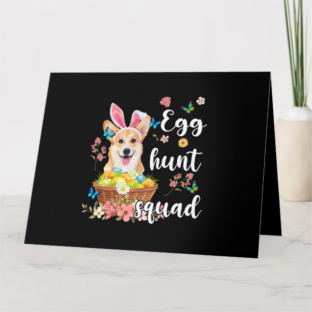 Corgi Glad Påskdag Färgglad Äggsökning Sällskap Kort (Framsida)