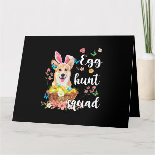 Corgi Glad Påskdag Färgglad Äggsökning Sällskap Kort