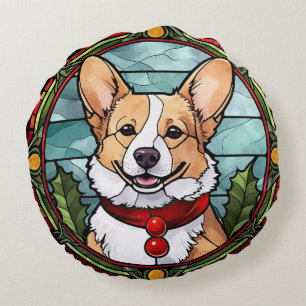 Corgi glasmålning jul rund kudde
