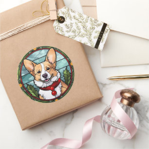 Corgi glasmålning jul runt klistermärke