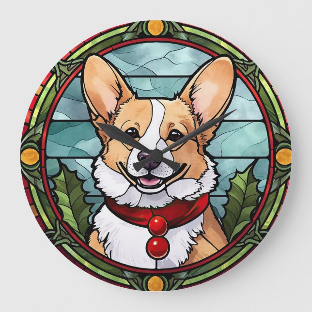 Corgi glasmålning jul stor klocka (Framsida)