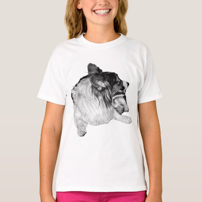 Corgi Glow i Grått T Shirt (Framsida)