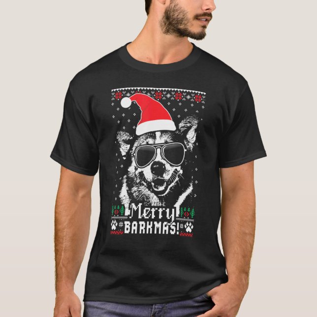Corgi God Jul Barkmas Jul T Shirt (Framsida)