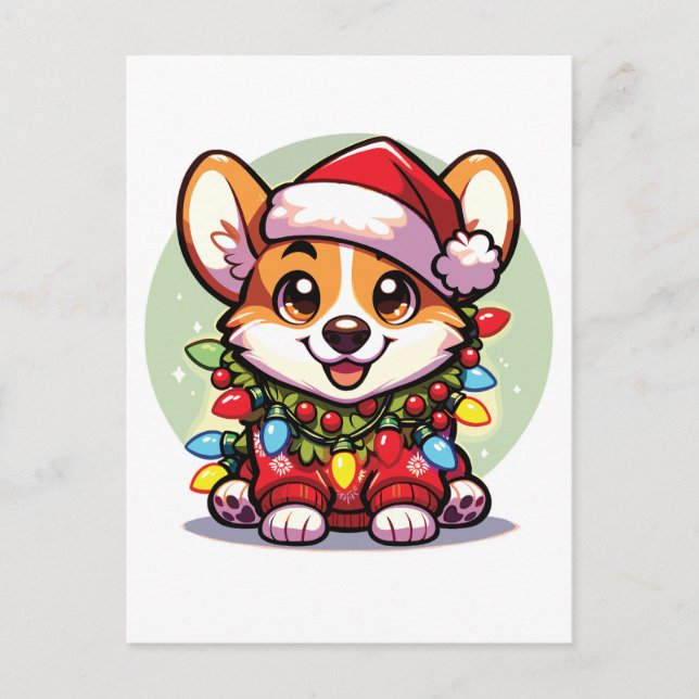 Corgi God jul Winter Animals Cute Corgis Helg Vykort (Framsida)