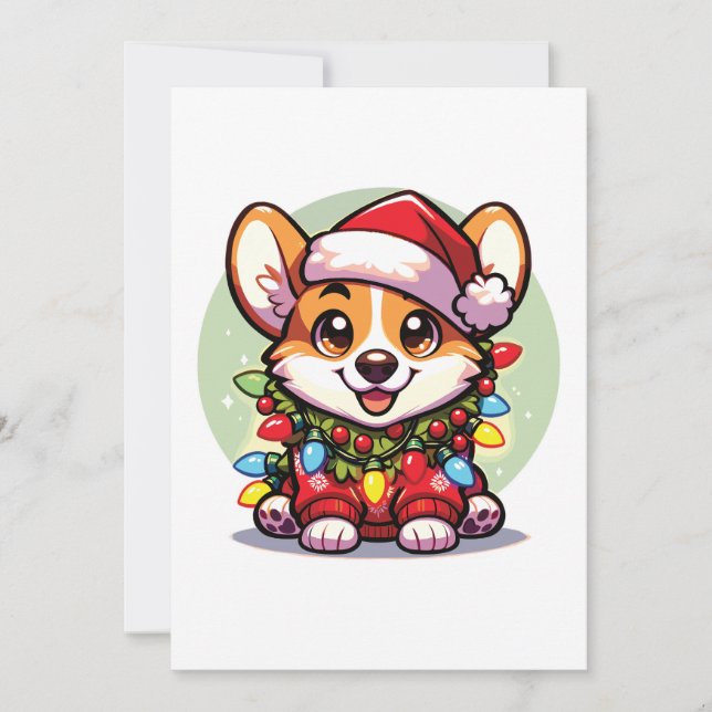 Corgi God jul Winter Animals Cute Corgis Julkort (Framsida)