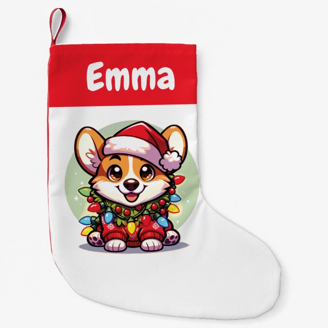 Corgi God jul Winter Animals Cute Corgis Liten Julstrumpa (Framsidan)