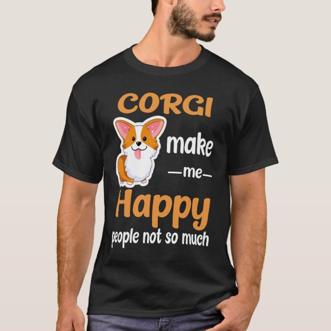 Corgi gör mig lycklig (207) t shirt (Framsida)