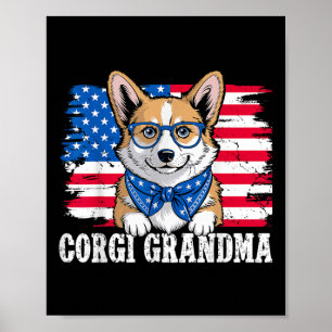 Corgi Grandma Usa Patriotic Hund älskare 4:e juli Poster