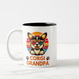 Corgi Grandpa Retro Corgi Hund älskare Design Två-Tonad Mugg