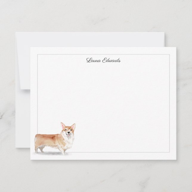 Corgi Grått Gräns Personlig Stationery Anteckningskort (Framsida)