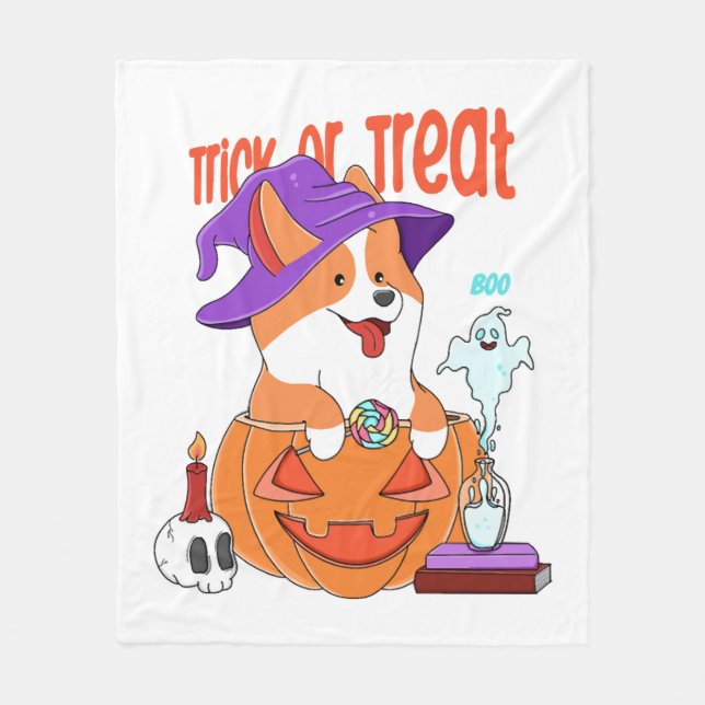 Corgi Halloween Fleecefilt (Framsidan)