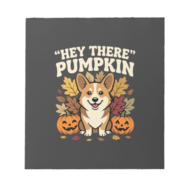 Corgi Halloween Hej Där Pumpa Design Anteckningsblock (Framsida)