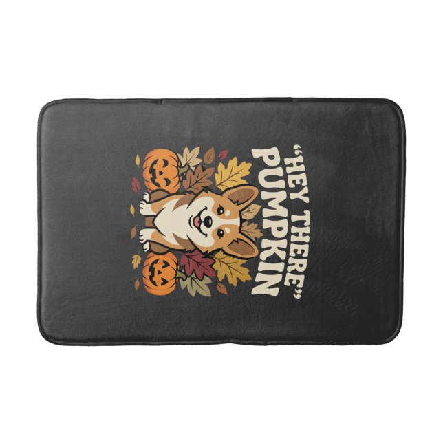 Corgi Halloween Hej Där Pumpa Design Badrumsmatta (Framsidan)