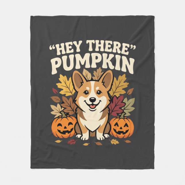 Corgi Halloween Hej Där Pumpa Design Fleecefilt (Framsidan)
